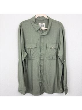 Zero Foxtrot Mens F'n Soft Daily Shirt Size L Long Sleeve Lightweight Sage Green